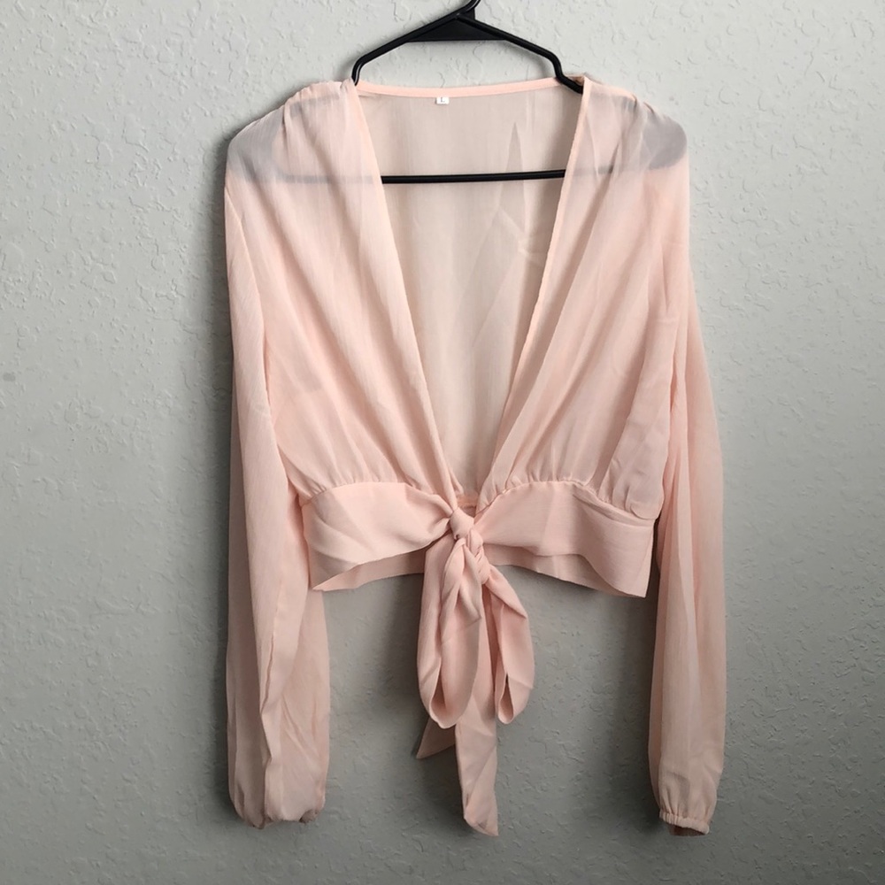 Mesh front tie crop top